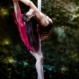 Street pole dance, fire and pole; Meriko