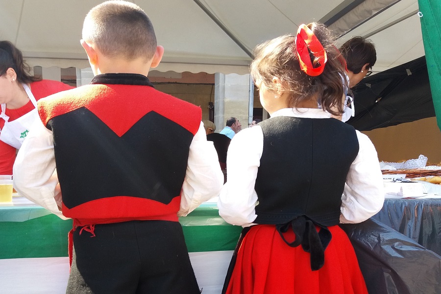 Imagen de una niña y un niño con trajes regionales