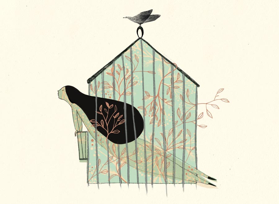 En la jaula, ilustración de Ane Picaza