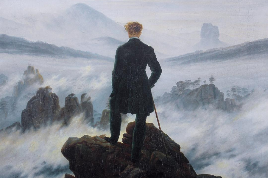Caspar David Friedricen Ibiltaria hodei-itsasoaren gainean obraren irudia