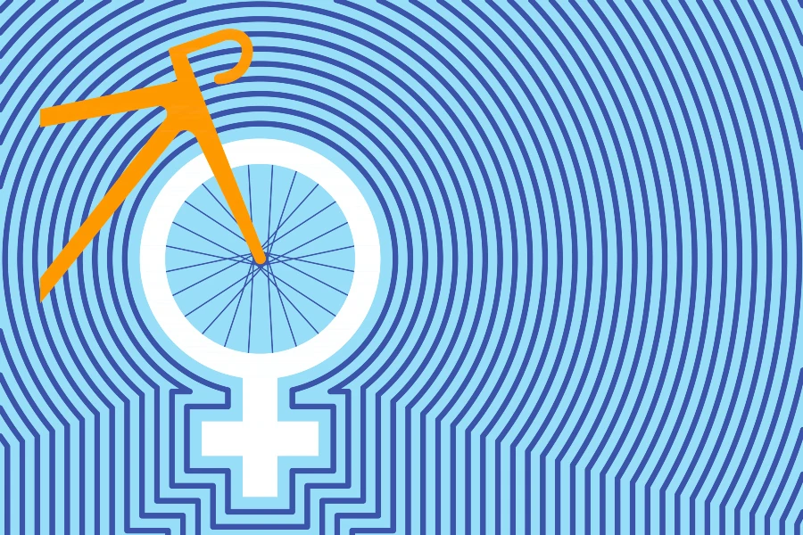 Imagen que une una bicicleta y el simbolo de Venus