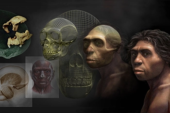 Homo antecessor, collage de los pasos de reconstrucción