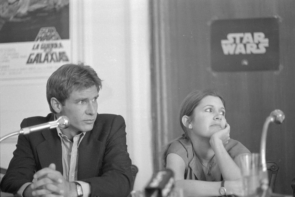 Harrison Ford eta Carrie Fisher StarWarsen aurkezpenean Donostiako Zinemaldian. Fernando Postigo, 1977.
