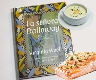 Libro La señora Dalloway y comida