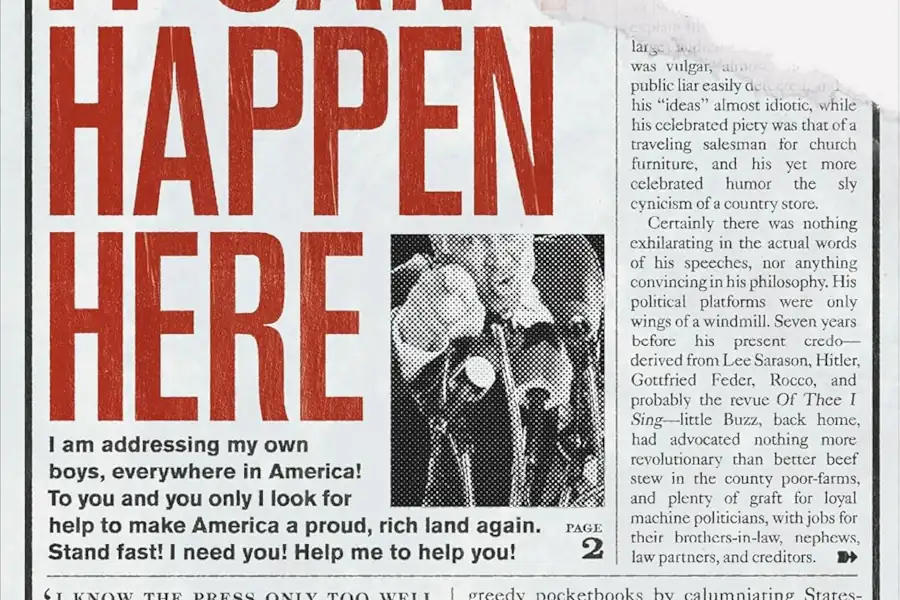 Parte de la portada del libro It Can't Happen Here