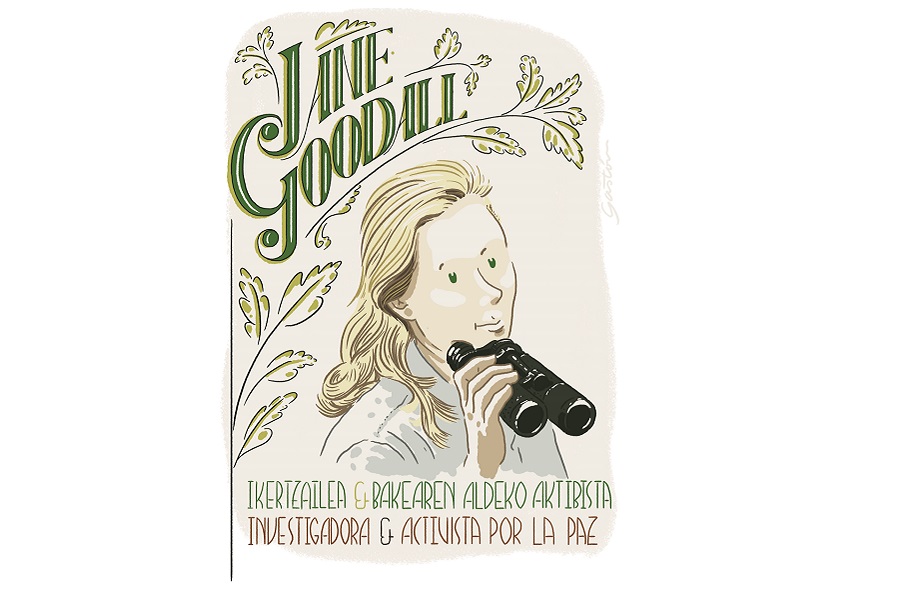 Ilustración de Jane Goodall por Asier Iturralde