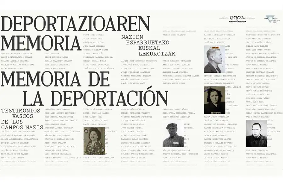 Cartel de la exposición Memoria de la deportación. Testimonios vascos de los campos nazis