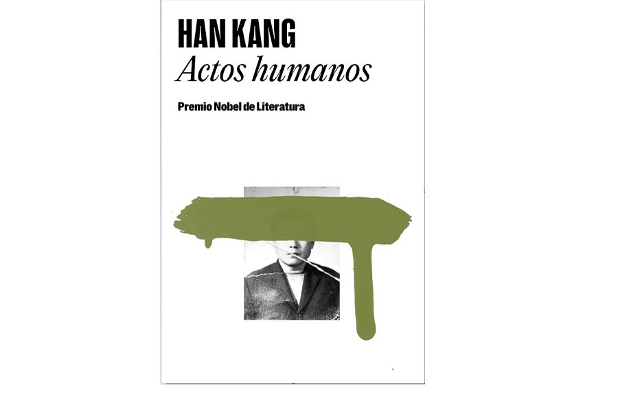 Imagen de la escritora Han Kang y su obra Actos Humanos