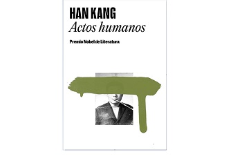Imagen de la escritora Han Kang y su obra Actos Humanos