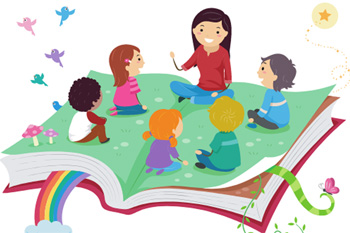 público infantil escuchando un cuento