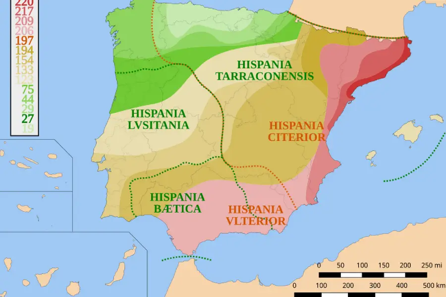 Una mapa de la época hispania romana