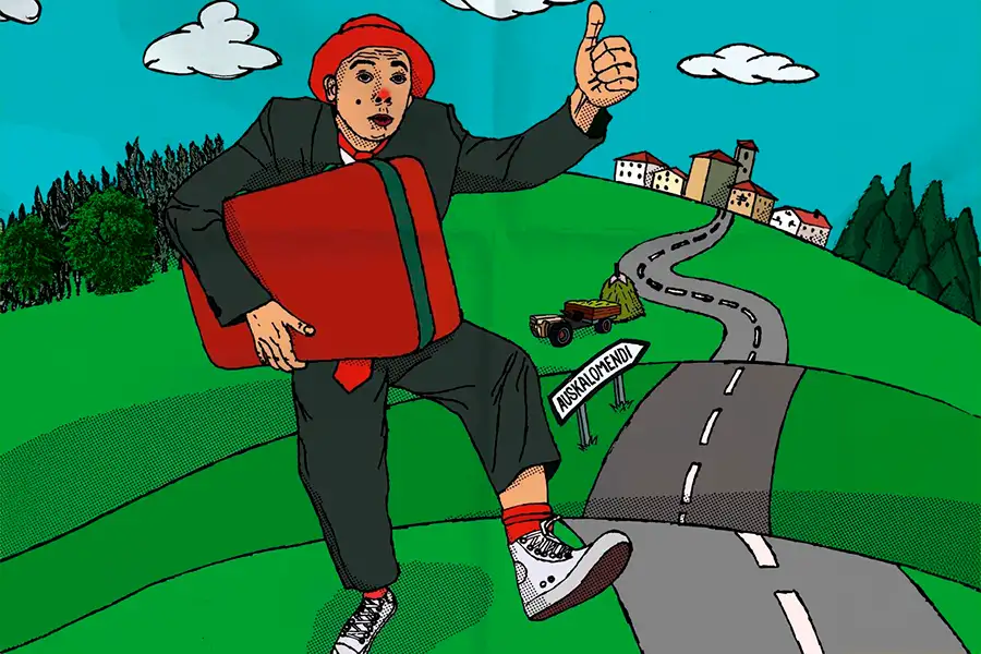 Hautsak harrotzen ekain pailazoa