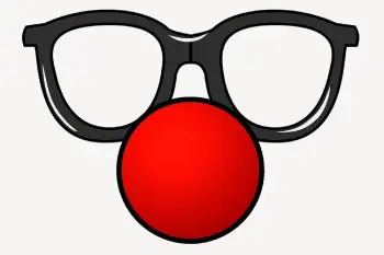 gafas negras y una nariz roja