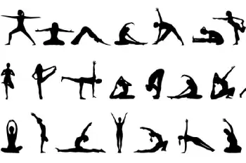 varios dibujos haciendo figura de yoga