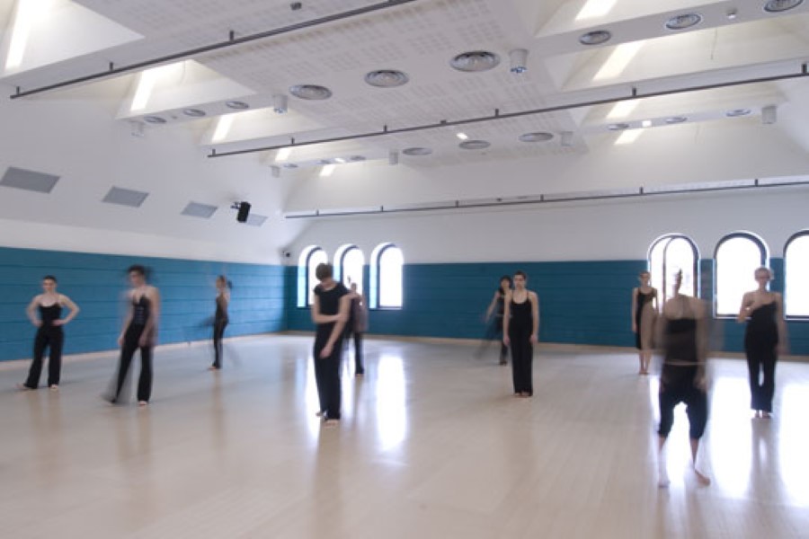 Bailarinas y bailarines en la sala de danza