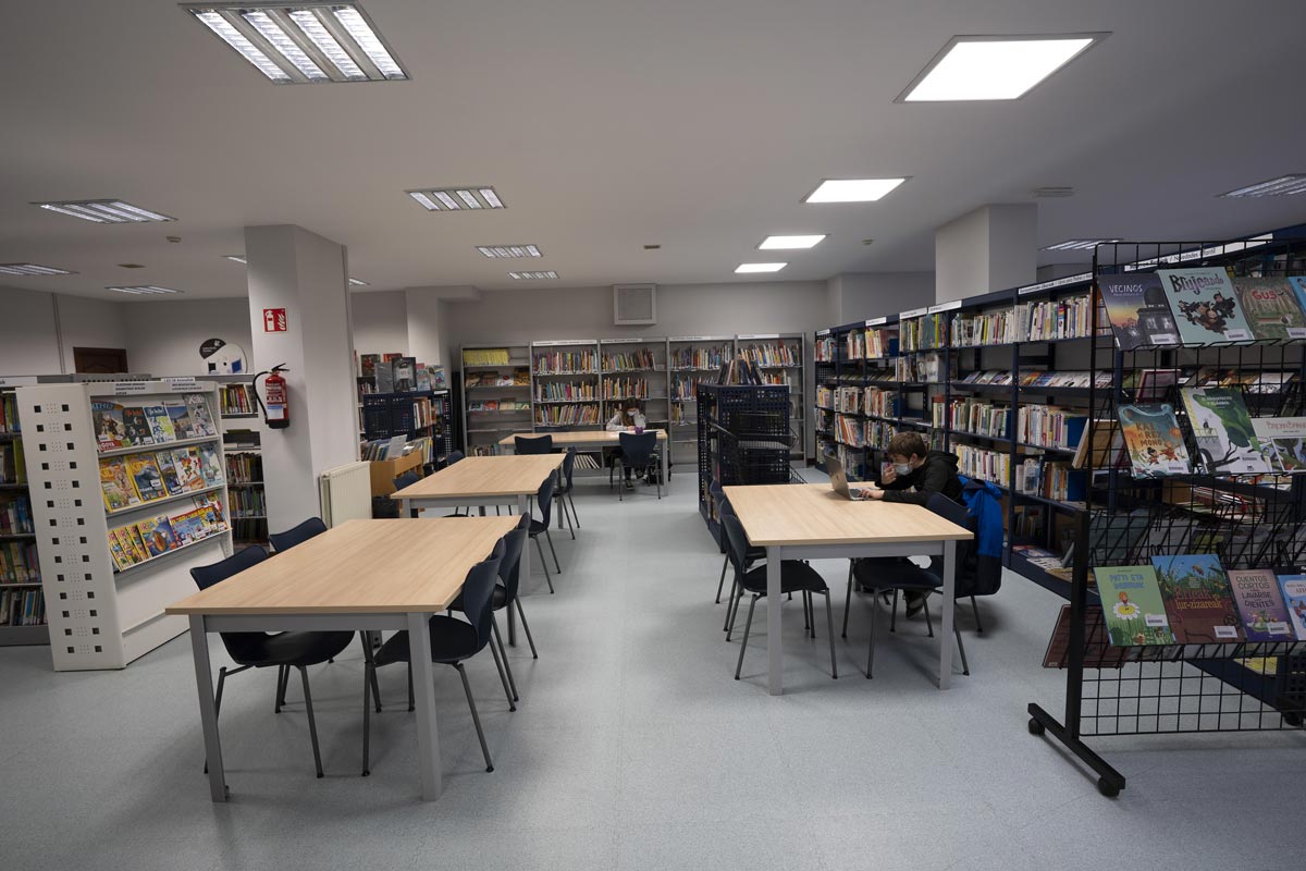 Estudiantes en la biblioteca Larratxo.